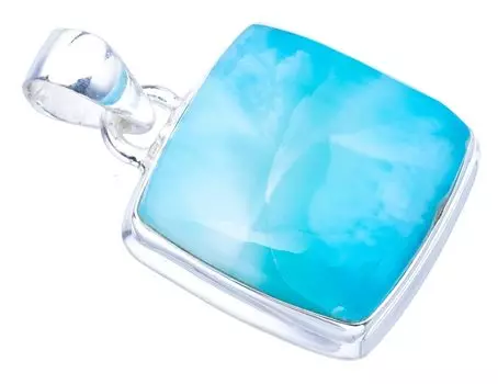 Подвеска StarGems® Natural Larimar ручной работы из стерлингового серебра 925 пробы 1 дюйм F3445