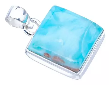 Подвеска StarGems® Natural Larimar ручной работы из стерлингового серебра 925 пробы 1 дюйм F3455