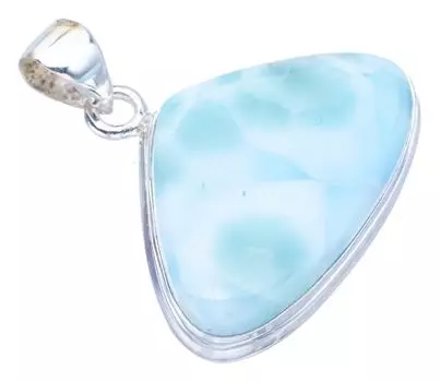 Подвеска StarGems® Natural Larimar ручной работы из стерлингового серебра 925 пробы 1,25 дюйма F3425