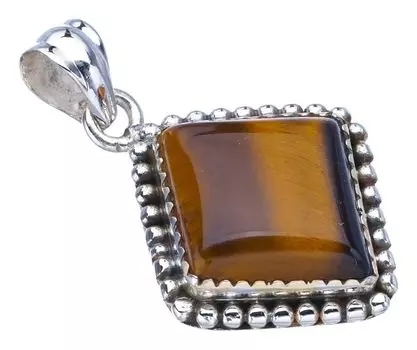 Подвеска StarGems® Natural Tiger Eye ручной работы из стерлингового серебра 925 пробы 1,5 дюйма F3908