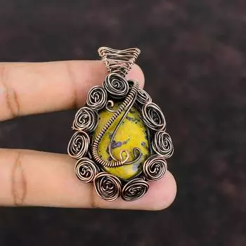 Подвеска Stichtite, обернутая медной проволокой, подвеска с драгоценными камнями, подвеска ручной работы, обернутая медной проволокой, ювелирное изделие в подарок для матери, дизайнерские украшения