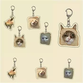 Подвеска-сумка Брелок-тост с котом Тост-кошка-кошка Акриловая подвеска Подвеска-школьный портфель D