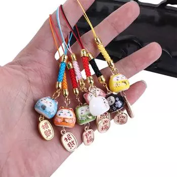 Подвеска-сумка, декор для телефона, подвеска Lucky Cat, ремешок для телефона, веревка для подвешивания, ремни для мобильного телефона, ремешки для телефона красный