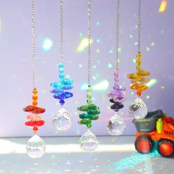 Подвеска Suncatcher Crystal Wind Chimes с шестигранными бриллиантовыми призмами, подвесная радужная охотница, украшение для оконных занавесок, домашний декор