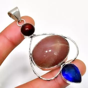 Подвеска Sunsheen Obsidian Blue Topaz с серебряным покрытием 925 пробы 2,84 дюйма 2.84 чёрный