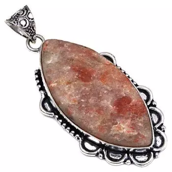 Подвеска Sunstone Drusy Gemstone Подарок для нее Серебряные украшения 2.25