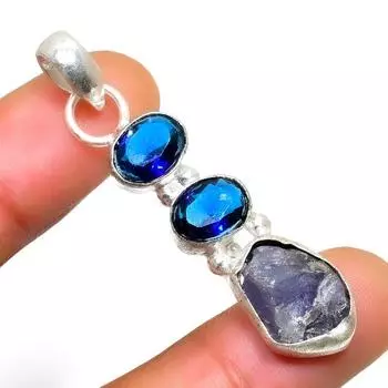 Подвеска Sunstone In Lolite Blue Topaz с посеребренным камнем 925 пробы 1,89 дюйма 1.89 фиолетовый