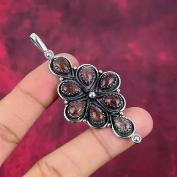 Подвеска Sunstone из цельного серебра 925 пробы, подвеска из драгоценного камня ручной работы, подарки для жены, абсолютно новая подвеска 3.03 Inches коричневый
