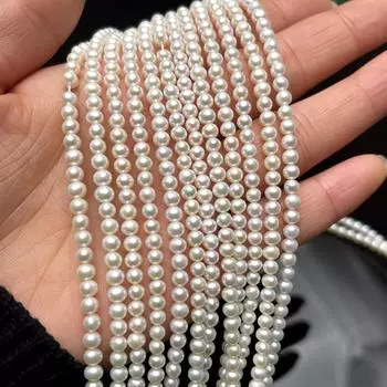 Подвеска своими руками из белого круглого жемчуга 3-4 мм для изготовления ювелирных изделий своими руками ожерелье серьги браслет бусины аксессуары 3-4mm белый