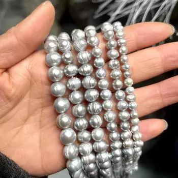 Подвеска своими руками, серая, прошитая жемчуговая жемчужина для изготовления ювелирных изделий, ожерелья, сережек, браслета, аксессуаров, длина 36 см 4-5mm серый
