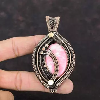 Подвеска Thulite, медная проволочная обертка, подвеска ручной работы, медные украшения, оригинальный кулон с драгоценными камнями, проволочная обертка, украшения Thulite, свадебный подарок