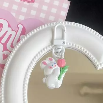 Подвеска-тюльпан кролик брелок мультфильм кролик милый универсальный брелок сумка украшение ребенок девочки подарки белый