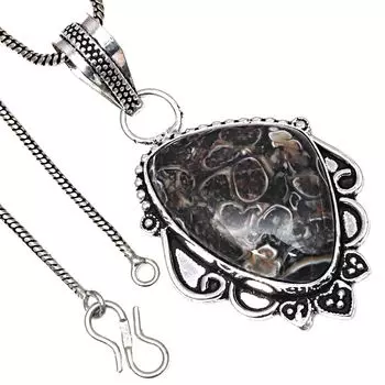 Подвеска Turtella Jasper Gemstone Handicraft Valentine Day Silver Jewelry 2