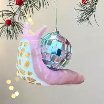 Подвеска «Улитка диско» Улитка из смолы со светоотражающим диско-шаром Блестящая подвесная диско-улитка фиолетовый