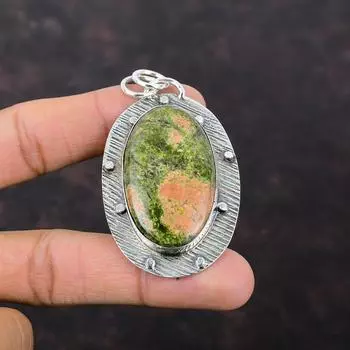 Подвеска Unakite, этническая подвеска ручной работы, ювелирные изделия из драгоценных камней, подвеска из стерлингового серебра 925 пробы, подвеска с камнем, подарок для женщин, подвеска последнего дизайна