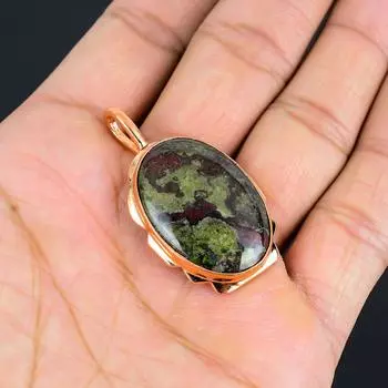 Подвеска ювелирных изделий из драгоценного камня крови дракона ручной работы из меди для свадебного подарка 1.85 Inches зелёный