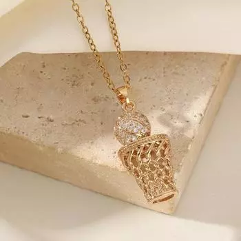 Подвеска в форме баскетбольного мяча для женщин 2025 Новая мода Золотая цепочка из нержавеющей стали Свадебная вечеринка Ювелирные аксессуары золотой