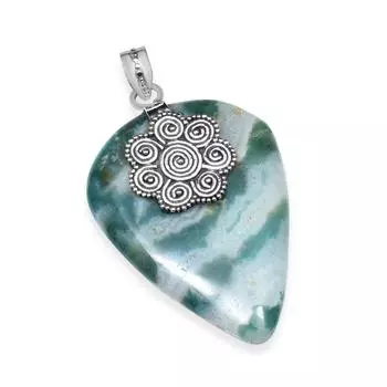 Подвеска в форме груши ручной работы из стерлингового серебра 925 пробы с моховым агатом для женщин и девочек