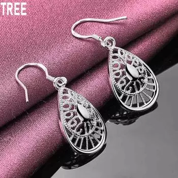 Подвеска в форме капли из стерлингового серебра 925 пробы с серьгами для пирсинга, модные свадебные украшения 3.80*1.40cm