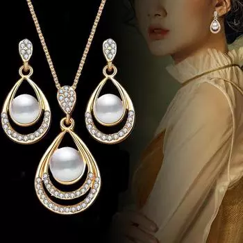 Подвеска в форме капли воды, ожерелье, серьги, комплект ювелирных изделий, висячие серьги, подарок для свадьбы, помолвки, любовника