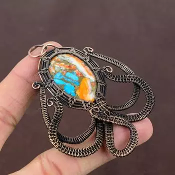 Подвеска в форме осьминога из натуральной колючей устрицы, медная проволока, 3,35 дюйма, R6i60