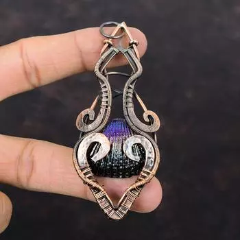 Подвеска в форме ракушки с титановым покрытием Медная проволока Обернутая подвеска Ювелирные изделия ручной работы Подвеска из натурального драгоценного камня Красивые медные ювелирные изделия Подарок для мамы