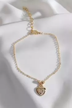 Подвеска в форме сердца, браслет на цепочке золотого цвета