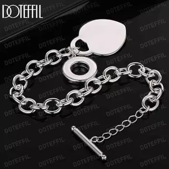 Подвеска в форме сердца из стерлингового серебра 925 пробы с пряжкой OT браслет для свадебной моды свадебные украшения 20CM