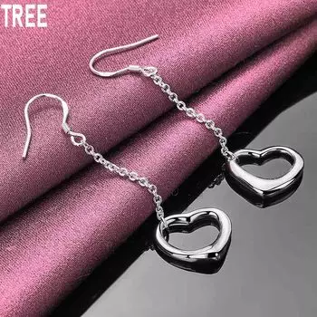 Подвеска в форме сердца из стерлингового серебра 925 пробы с серьгами для пирсинга, модные свадебные украшения 6.30*1.40cm
