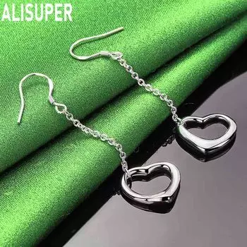 Подвеска в форме сердца из стерлингового серебра 925 пробы с серьгами для пирсинга, модные свадебные украшения 6.30*1.40cm