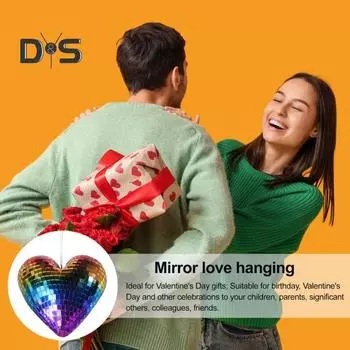 Подвеска в форме сердца ко Дню святого Валентина, диско-шар с блестками, блестящие подвесные украшения в виде сердечек для свадеб, дней рождения, юбилеев, вечеринок серебряный