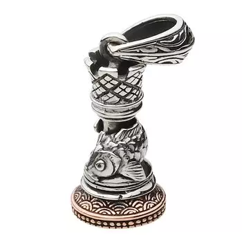 Подвеска в японском стиле с рисунком в виде карпа и волны Цинхай fp0573 [Figmart] [Серебряные аксессуары]