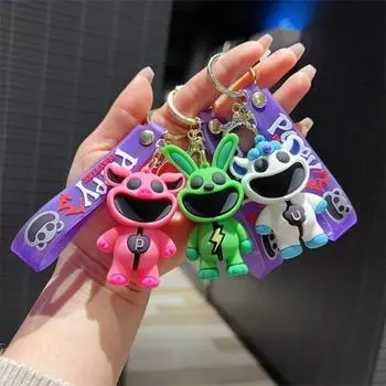 Подвеска в стиле аниме с героями мультфильмов, ремешок с улыбающимся животным, декоративный брелок для ключей, сумки, сумки для мобильных телефонов, подвеска фиолетовый