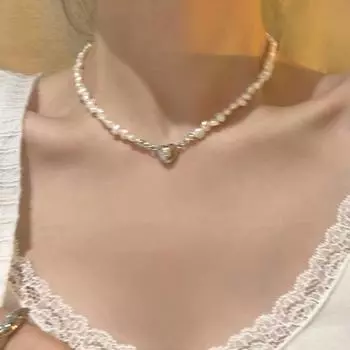 Подвеска в стиле барокко, имитация пресноводного жемчуга, ожерелье с надписью «Любовь», женственность, сладкая, крутая, горячая девушка, ключица