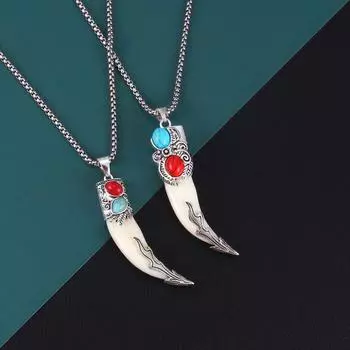 Подвеска в стиле ретро с изображением волчьего зуба, властное ожерелье из нержавеющей стали, подвеска в нишевом дизайне для мужчин и женщин