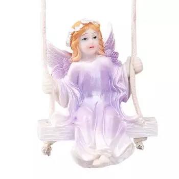 Подвеска в виде ангела на зеркало автомобиля, подвеска в форме ангела из смолы, подвеска на зеркало заднего вида автомобиля, мультяшные аксессуары для салона автомобиля фиолетовый