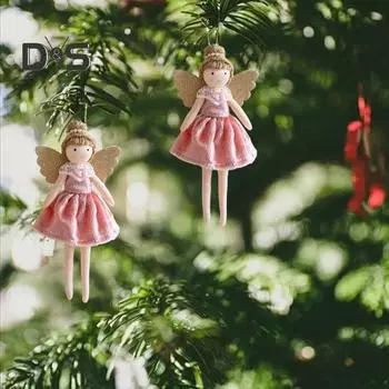 Подвеска в виде ангела, тканевая фея, подвесное украшение в виде ангела, кукла-ангел с блестящими крыльями, украшение для рождественской елки, дня рождения, Нового года белый