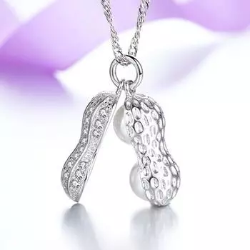 Подвеска в виде арахиса, женское ожерелье с микро-инкрустацией из циркония и жемчуга, подвеска в виде арахиса, посеребренная, розовое золото, платина