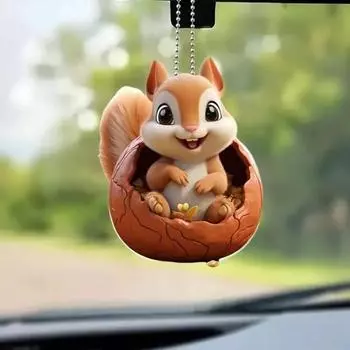 Подвеска в виде автомобиля с белкой, подвесной орнамент со шнурком, легко повесить, реалистичная форма, очаровательный кулон в виде животного, украшение для рождественской елки 1