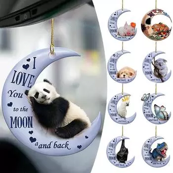 Подвеска в виде автомобиля с пандой, креативная подвеска в виде Луны, милое лунное животное, подвесные качели, украшение интерьера автомобиля