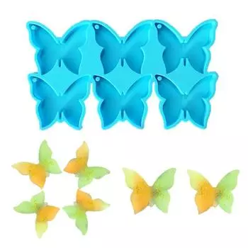 Подвеска в виде бабочки из эпоксидной смолы, ожерелье в виде животного, брелок синий