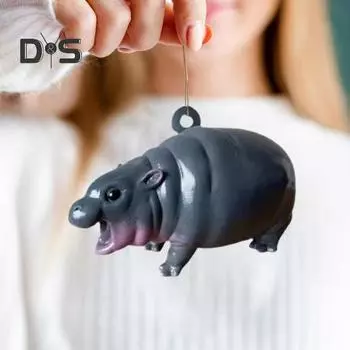 Подвеска в виде бегемота, смоляная фигурка бегемота, подвесное украшение, мини-3D-скульптура бегемота, подвеска для рюкзака в виде рождественской елки Hippo