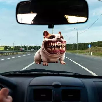 Подвеска в виде бульдога, украшение на зеркало заднего вида автомобиля с шнурком, легко подвешивается, симпатичное рождественское подвесное украшение в форме собаки