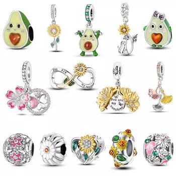 Подвеска в виде цветка авокадо, подсолнечника, покрытого медью, серебром 925 пробы