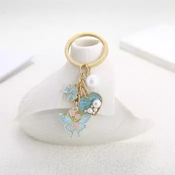 Подвеска в виде цветка бабочки с каплями масла и любви, высококачественный брелок с пряжкой, маленькие украшения озеро синий