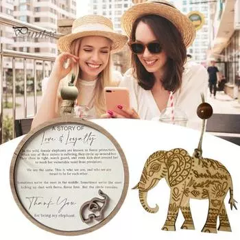 Подвеска в виде деревянного слона, коллекционная подвесная подвеска в виде слона дружбы, ручная работа, украшение в виде слона сестринства, подарок для лучших сестер, подруг C