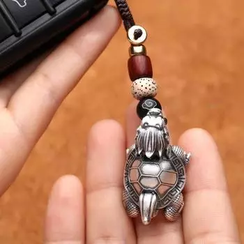 Подвеска в виде дракона-черепахи Xuanwu Xiang Подвеска в виде мужской головы дракона-черепахи High End 1.5*3 CM серебряный