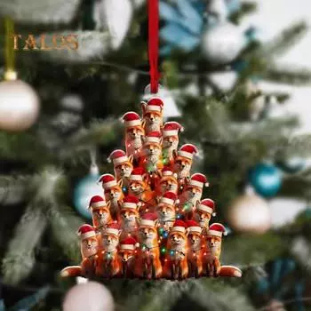 Подвеска в виде елки с изображением животных, акриловая, сложенная в стопку, украшение на елку в виде животных из мультфильмов, украшение для праздничного декора, подарка Cock