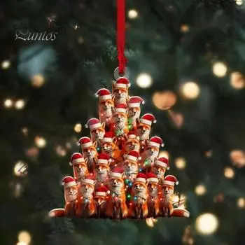 Подвеска в виде елки с изображением животных, акриловая, сложенная в стопку, украшение на елку в виде животных из мультфильмов, украшение для праздничного декора, подарка Cock