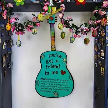 Подвеска в виде гитары дружбы, деревянная, у тебя есть друг во мне, подвесное украшение в форме мини-гитары, подарок дружбы для друзей синий